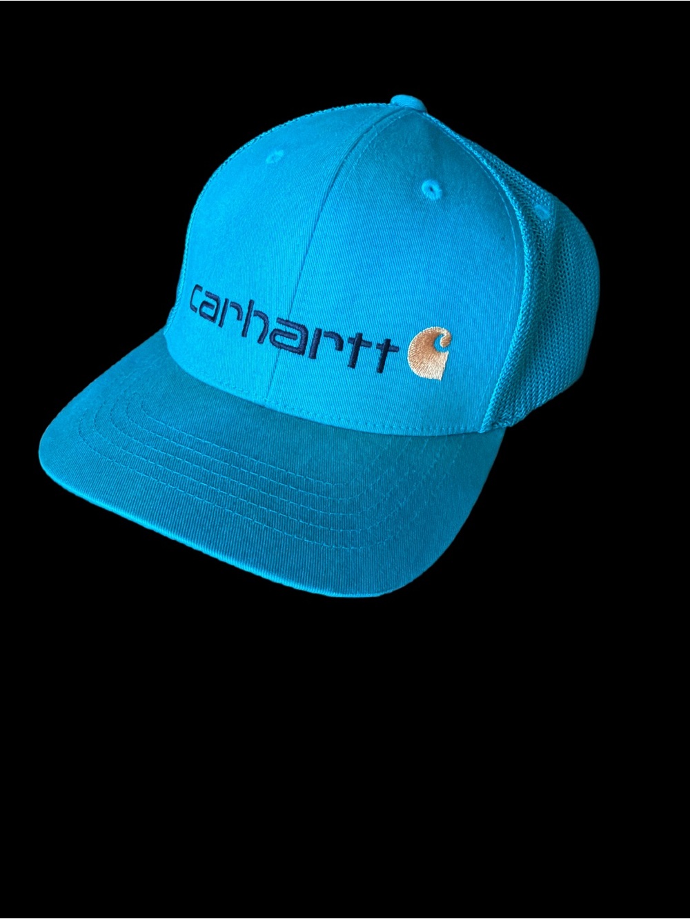 Carhartt Turquoise Blue Logo Mesh Back Cap Fitted Size L-XL